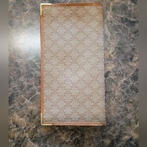 Vintage Celine Macadam Monogram Bifold Long Wallet in Beige and Tan